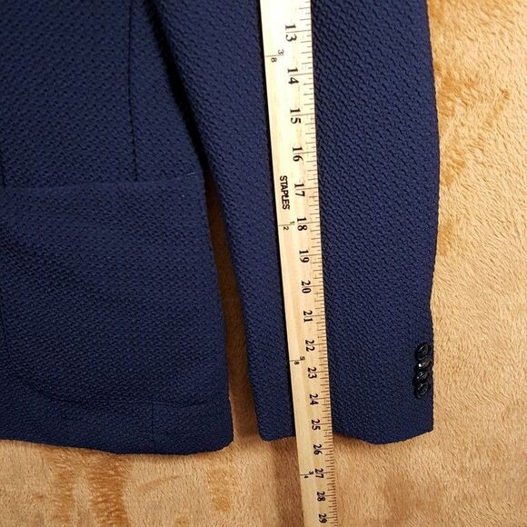 HUGO BOSS Sport Coat Mens Size 38 R Navy Slim Fit Seersucker Blazer HANRY $695 - Picture 12 of 13